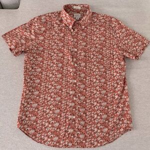 J Crew Short Sleeve cotton poplin Shirt Sunfilled Flower Orange sz M Medium